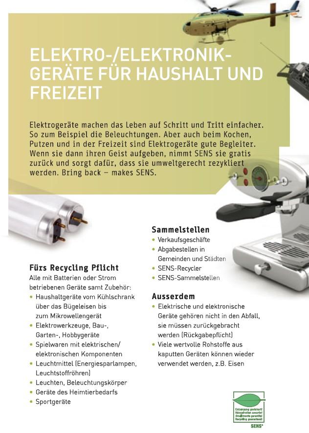 Wissenswertes zur Entsorung von Elektro-/Elektronikgeräten für Haushalt und Freizeit